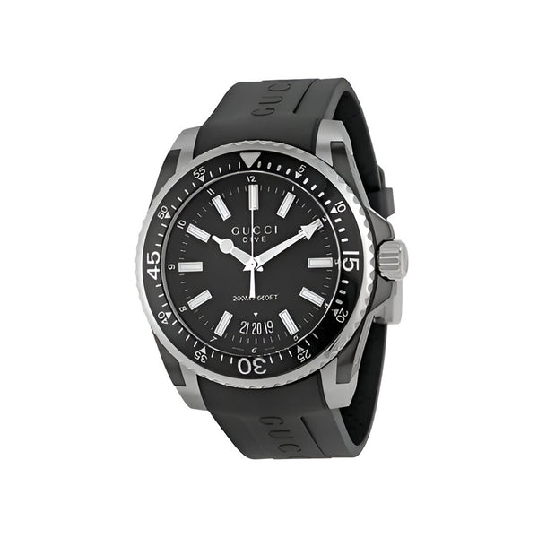 Gucci Dive Analog Quartz Black Dial Black Rubber Strap Watch For Men -  YA136204