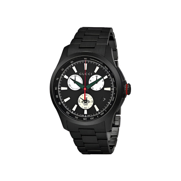 Gucci G-Timeless Chronograph Black Dial Black Steel Strap Watch For Men - YA126268