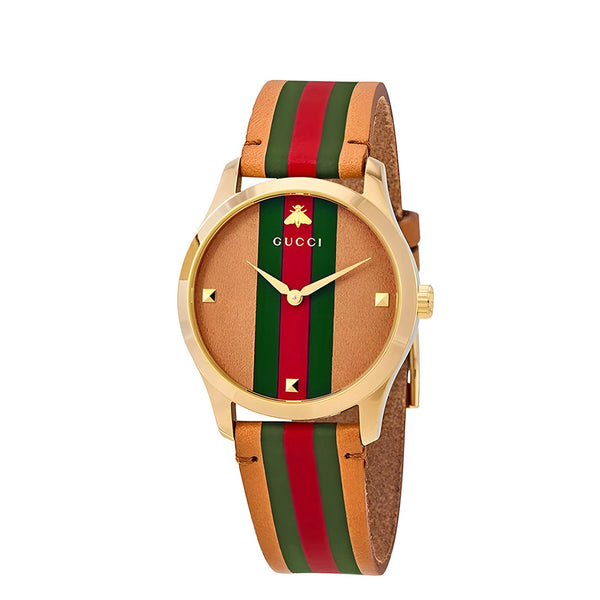 Gucci G-Timeless Gold Stainless Steel Quartz Watch for Women-YA1264077