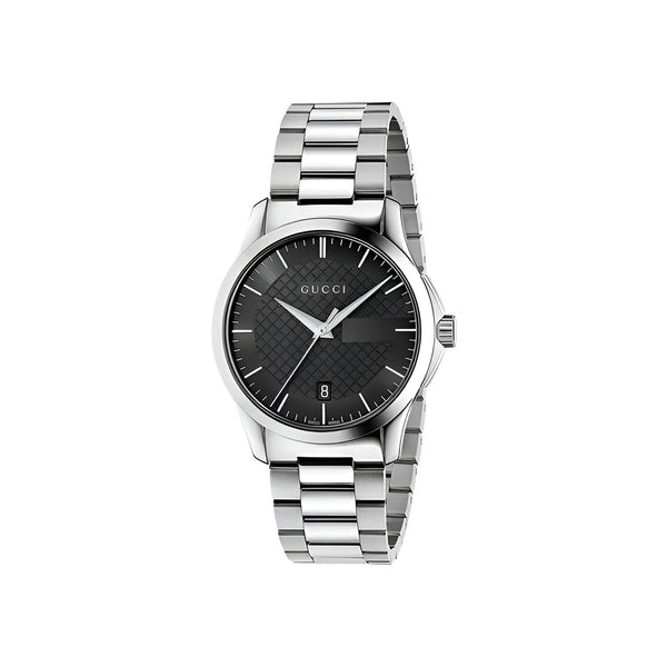Gucci G Timeless Black Dial Silver Steel Strap Unisex Watch - YA126457
