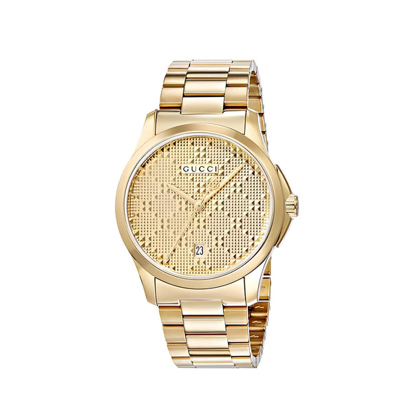 Gucci G Timeless Gold Dial Gold Steel Strap Unisex Watch - YA126461