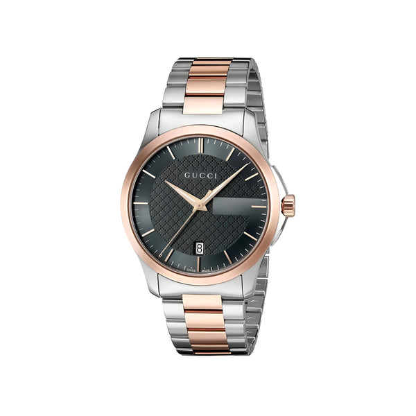 Gucci G Timeless Grey Dial Two Tone Steel Strap Watch For Men - YA126446