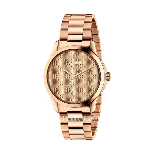 Gucci G Timeless Quartz Gold Dial Gold Steel Strap Watch For Women - YA126482