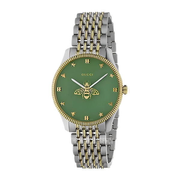 Gucci G Timeless Quartz Green Dial Two Tone Steel Strap Watch For Men - YA1264182