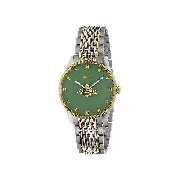 Gucci G Timeless Quartz Green Dial Two Tone Steel Strap Watch For Men - YA1264182