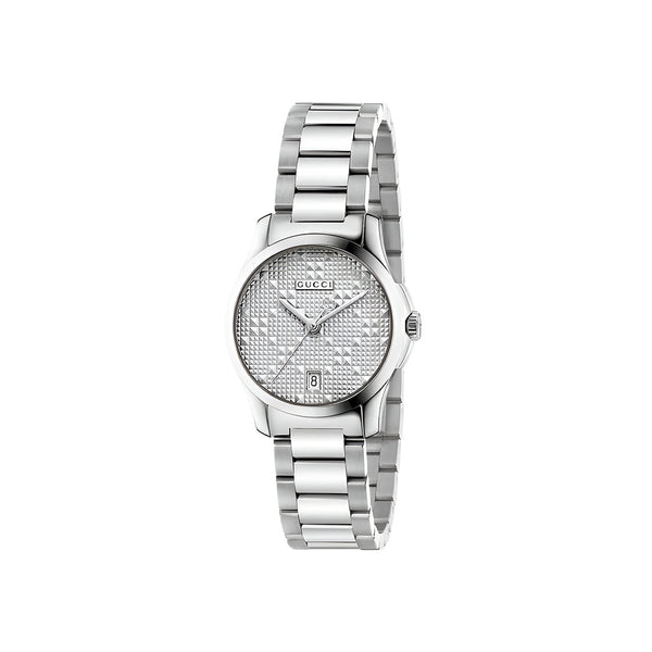 Gucci G Timeless Quartz Silver Dial Silver Steel Strap Watch For Women - YA126551