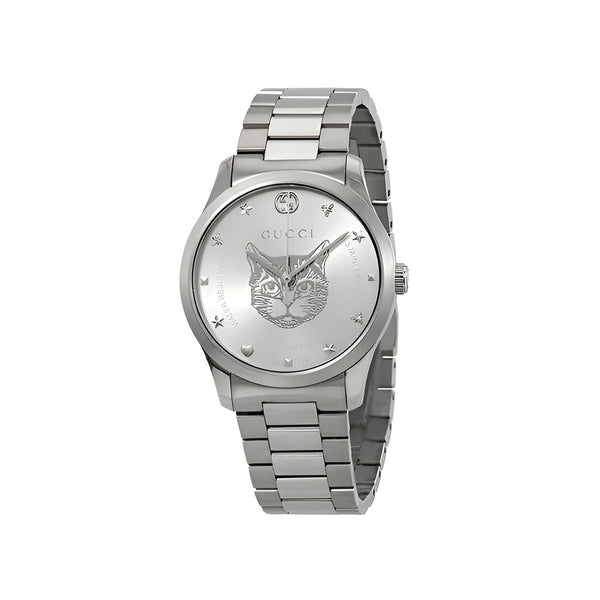 Gucci G Timeless Silver Dial Silver Steel Strap Watch For Women - YA1264095