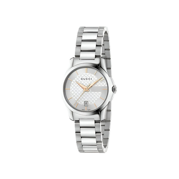 Gucci G Timeless Silver Dial Silver Steel Strap Watch For Women - YA126523