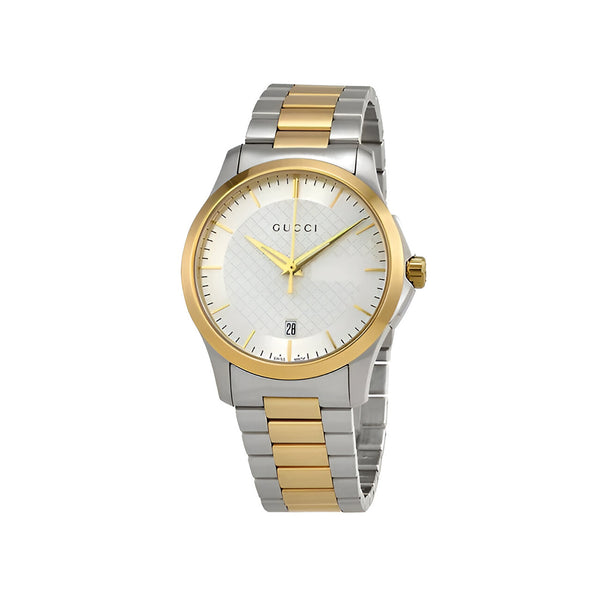 Gucci G Timeless Silver Dial Two Tone Steel Strap Watch For Men - YA126474