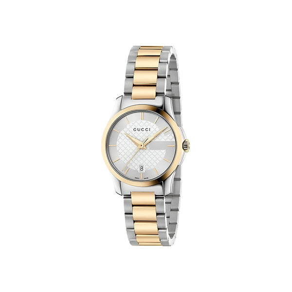 Gucci G Timeless Silver Dial Two Tone Steel Strap Watch For Women - YA126563