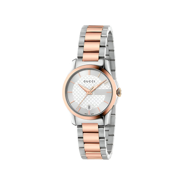 Gucci G Timeless Silver Dial Two Tone Steel Strap Watch For Women - YA126564