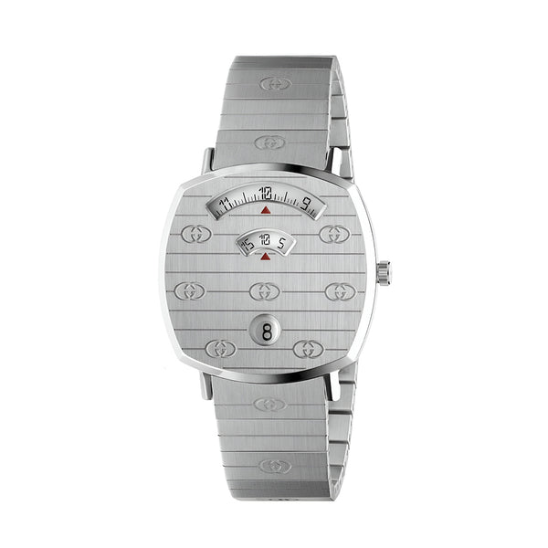 Gucci Grip Quartz Silver Dial Silver Steel Strap Watch For Women - YA157401