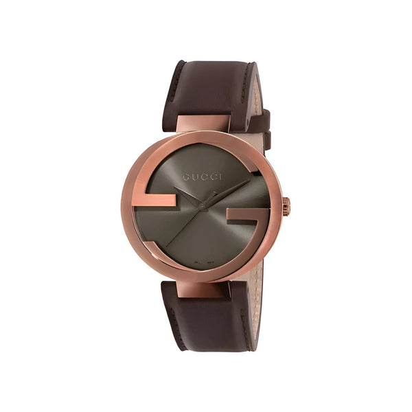 Gucci Interlocking Iconic Brown Dial Brown Leather Strap Watch For Women - YA133207