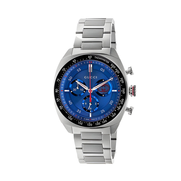 Gucci Interlocking Silver Stainless Steel Blue Dial Chronograph Quartz Watch for Gents - YA142317