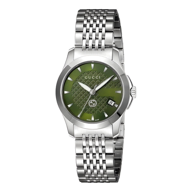 Gucci Women’s Swiss Made Quartz Stainless Steel Green Dial 27mm Watch YA1265008