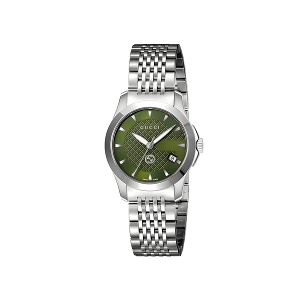 Gucci Women’s Swiss Made Quartz Stainless Steel Green Dial 27mm Watch YA1265008