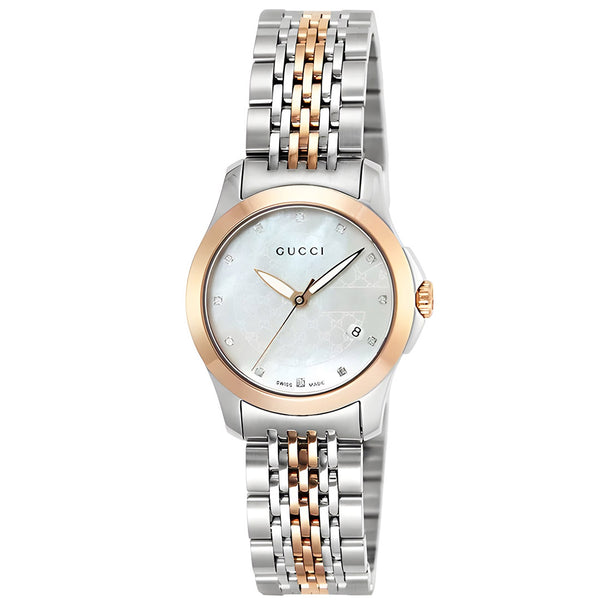Gucci Women’s Swiss Made Quartz Two-tone Stainless Steel Mother of Pearl Dial 27mm Watch YA126539