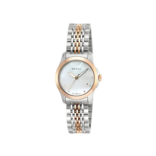 Gucci Women’s Swiss Made Quartz Two-tone Stainless Steel Mother of Pearl Dial 27mm Watch YA126539