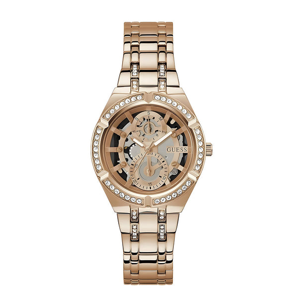 Guess Allara Quartz Rose Gold Dial Rose Gold Steel Strap Watch For Women - GW0604L3