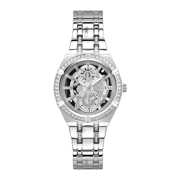 Guess Allara Quartz Silver Dial Silver Steel Strap Watch For Women - GW0604L1