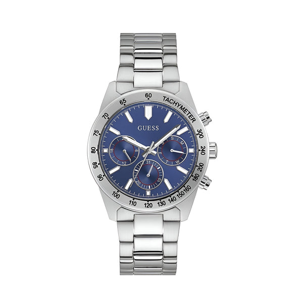 Guess Altitude Chronograph Blue Dial Silver Steel Strap Watch for Men - GW0329G1