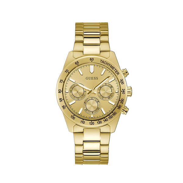 Guess Analog Chronograph Gold Dial Gold Steel Strap Watch for Men - GW0329G3