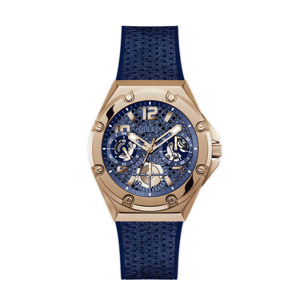 Guess Asteria Multifunction Blue Dial Blue Rubber Strap Watch For Women - GW0620L3