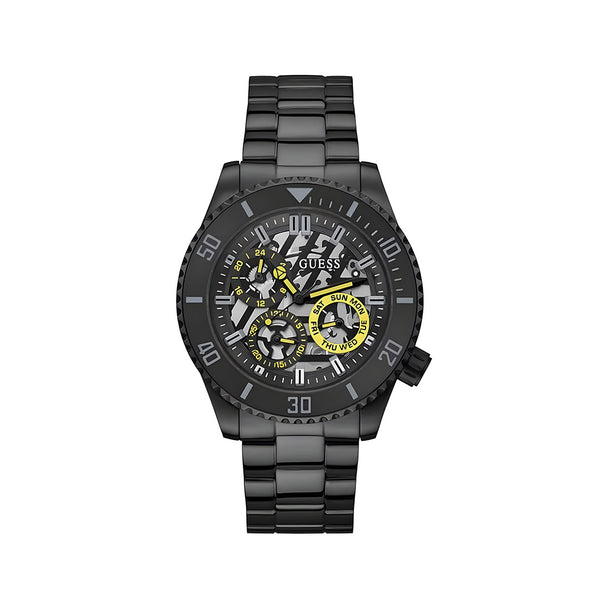 Guess Axel Multifunction Black Dial Black Steel Strap Watch For Men - GW0488G3