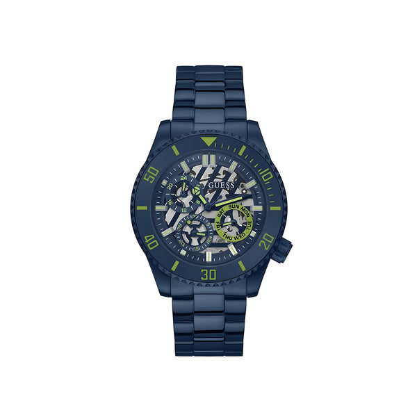 Guess Axle Multifunction Navy Blue Dial Blue Steel Strap Watch For Men - GW0488G4