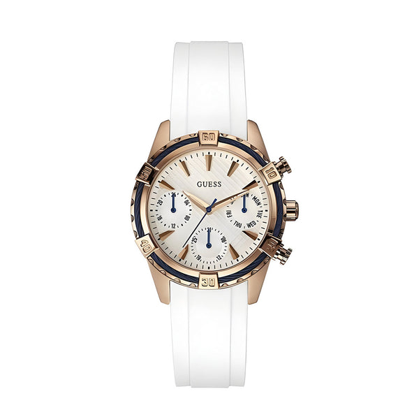 Guess Catalina White Dial White Silicon Strap Watch For Women - W0562L1