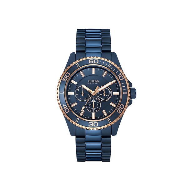 Guess Chaser Blue Stainless Steel Blue Dial Quartz Watch for Mens - W0172G6