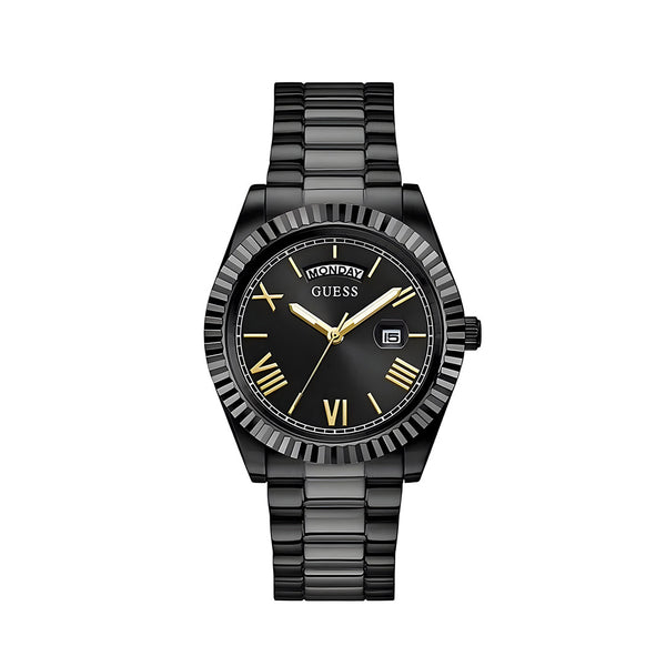 Guess Connoisseur Black Dial Black Steel Strap Watch for Men - GW0265G4