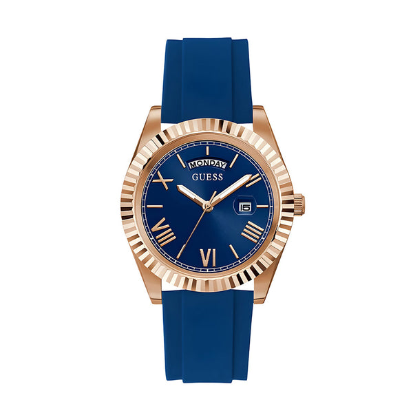 Guess Connoisseur Blue Dial Blue Silicone Strap Watch For Men - GW0335G2