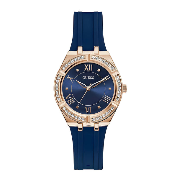 Guess Cosmo Diamonds Blue Blue Dial Blue Silicone Strap Watch for Women - GW0034L4
