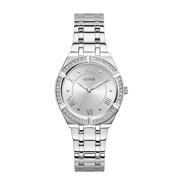 Guess Cosmo Diamonds Silver Dial Silver Steel Strap Watch For Women - GW0033L1