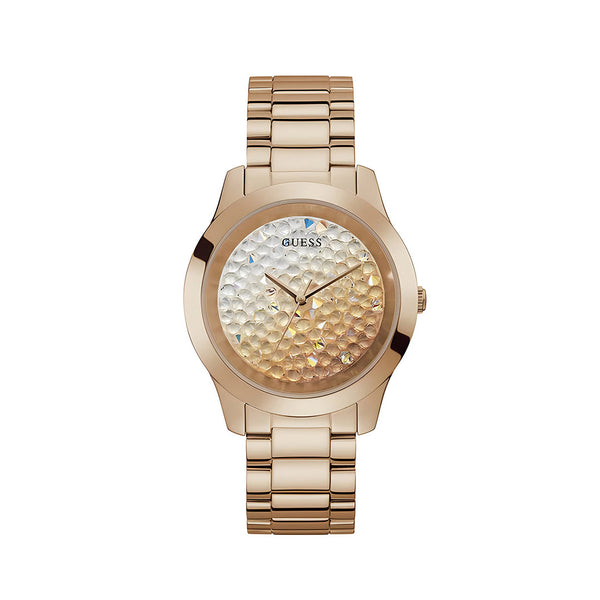 Guess Crush Rose Gold Stainless Steel Silver & Rose Gold Dial Quartz Watch for Ladies - GW0020L3