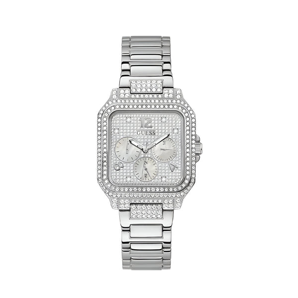 Guess Deco Multifunction Quartz Silver Dial Silver Steel Strap Watch For Women - GW0472L1