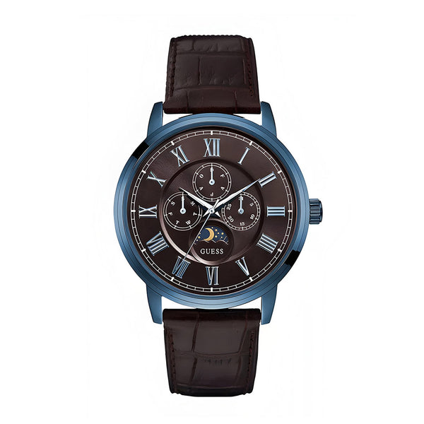 Guess Delancy Analog Brown Dial Brown Leather Strap Watch For Men - W0870G3