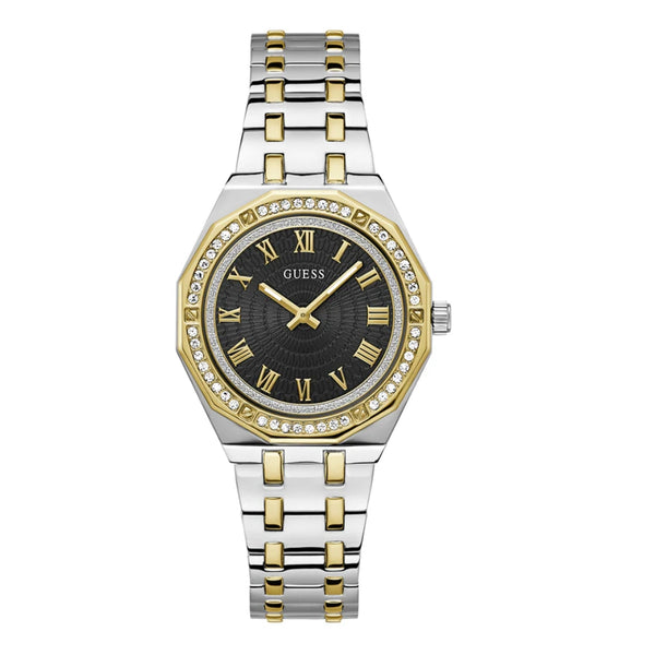 Guess Desire Two-Tone Stainless Steel Black Dial Quartz Watch for Women - GW0770L4