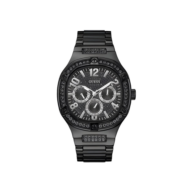 Guess Duke Glitz Crystals Black Dial Black Steel Strap Watch For Men - GW0576G3
