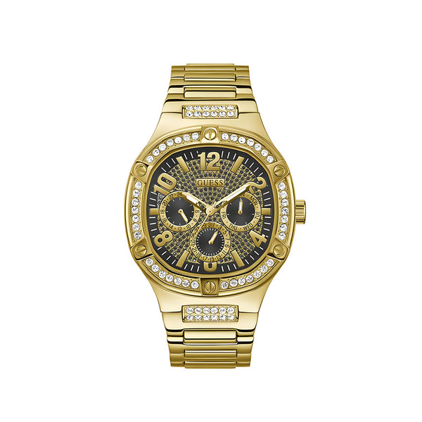 Guess Duke Glitz Crystals Gold Dial Gold Steel Strap Watch For Men - GW0576G2