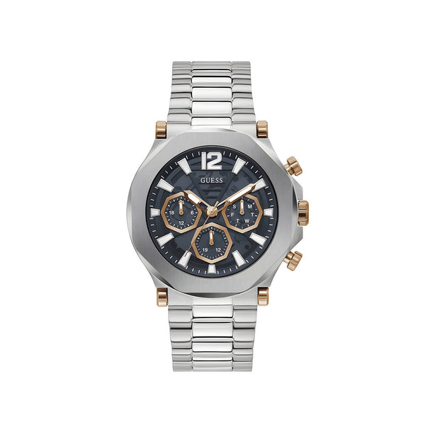 Guess Edge Chronograph Black Dial Silver Steel Strap Watch For Men - GW0539G1