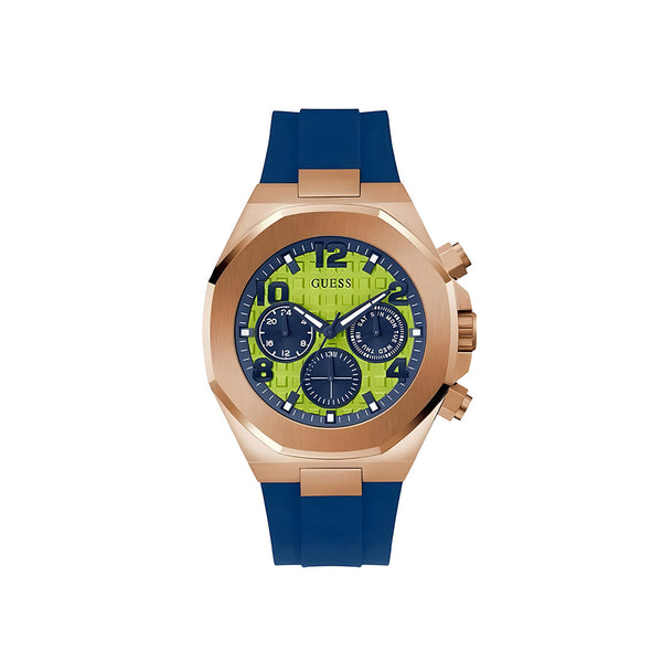 Guess Empire Analog Quartz Lime Green Dial Blue Silicon Strap Watch for Men - GW0583G3