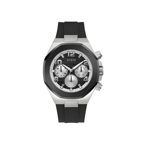 Guess Empire Chronograph Black Dial Black Silicon Strap Watch For Men - GW0583G1