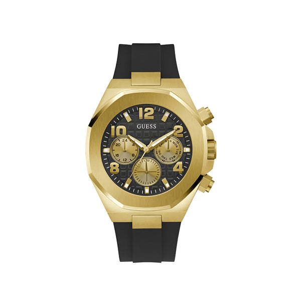Guess Empire Chronograph Quartz Black Dial Black Silicon Strap Watch For Men - GW0583G2