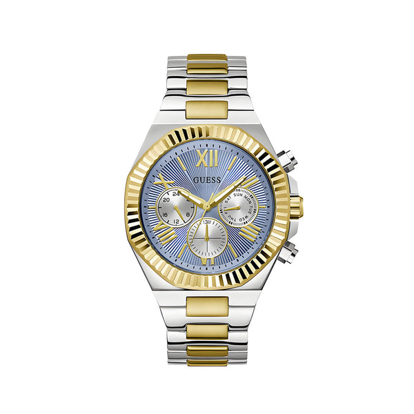 Guess Equity Analog Blue Dial Two Tone Steel Strap Watch For Men - GW0703G3