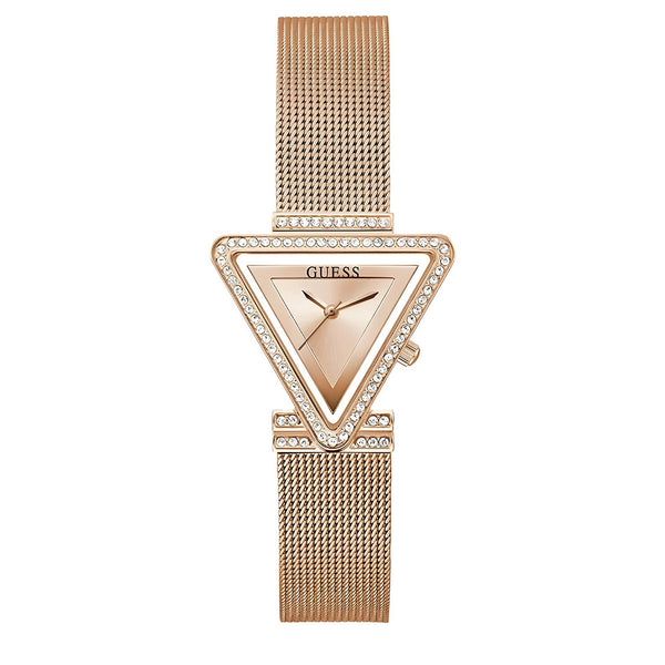 Guess Fame Diamonds Rose Gold Dial Rose Gold Mesh Bracelet Watch for Women - GW0508L3