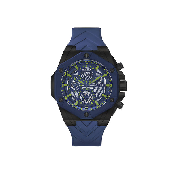 Guess Formula Multifunction Blue Dial Blue Silicone Strap Watch For Men - GW0579G3