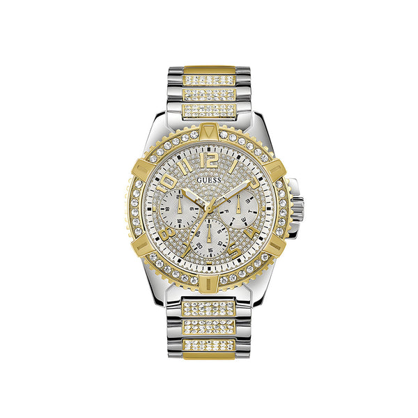 Guess Frontier Chronograph Crystals Silver Dial Two Tone Steel Strap Watch for Men - W0799G4
