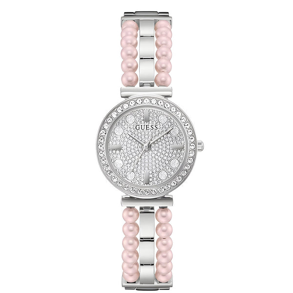 Guess Gala Diamonds Silver Dial Two Tone Steel Strap Watch for Women - GW0531L1
